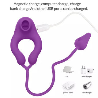 USB charging cable connected to King of the Ring cock ring.