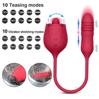 Product display highlighting multiple licking and thrusting vibration settings.