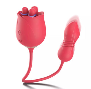 The Ultimate Rose stimulation toy with connected bullet-style handle and flexible cord