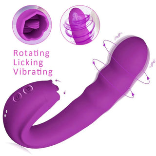 Close-up of Sweet Motions purple vibrator with textured shaft detail.