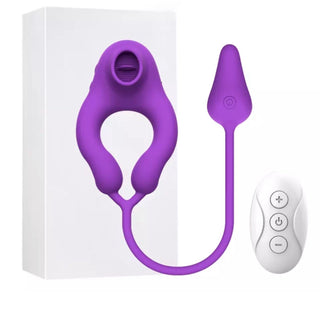 Rechargeable vibrating cock ring connected to magnetic USB charging cable.