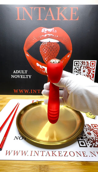 INTAKE Cherry Throbber adult novelty toy with bold red silicone design and luxury setup