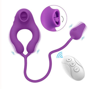 Purple King of the Ring licking vibrating cock ring with remote control.