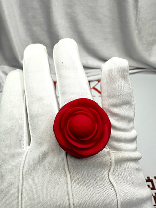 Promotional image showing finger ring design of the Blooming Rose Ring