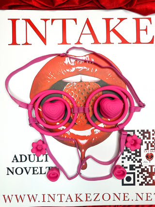 Heart 2 Heart pink nipple and breast stimulation bra with vibrating heart cups adjustable straps.