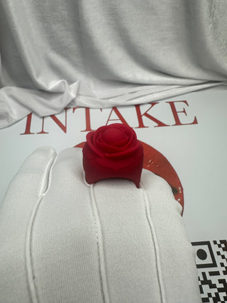 Blooming Rose Ring shown on hand emphasizing power and design