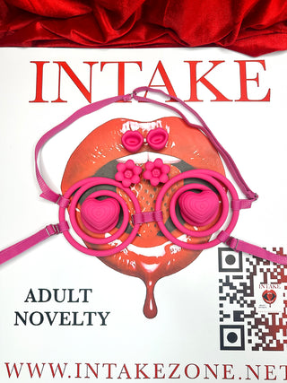 Close-up of Heart 2 Heart wearable vibrator silicone heart-shaped stimulators flexible ring design.